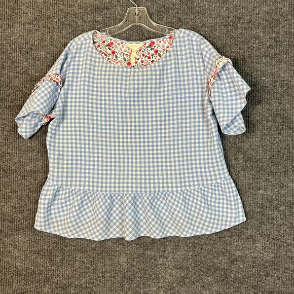 Matilda Jane Tops - Matilda Jane Womens Gingham Plaid Floral Preppy Blouse Top Size Large Bohemian